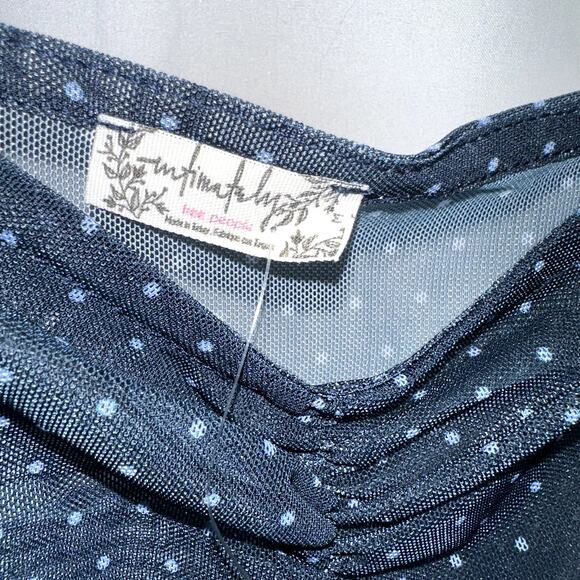 Free People Intimately Madeline Women Sz Med Navy Blue Polka Dot Slip Dress NWT - Picture 4 of 8